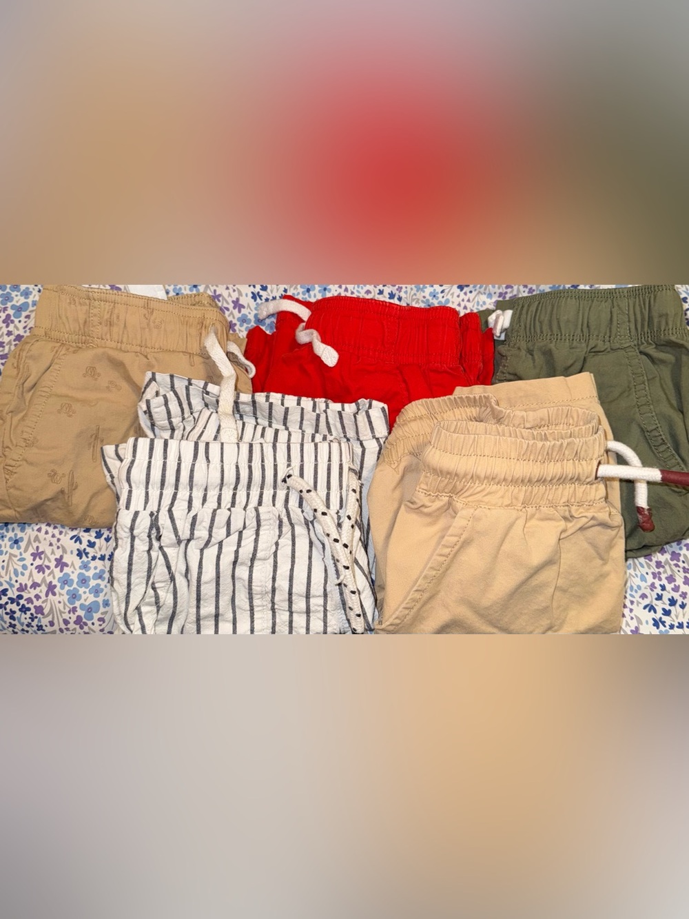 Dip Kids Elastic  Waist Shorts Pack - Red, Olive, Tan, Beige, Striped| set of 5